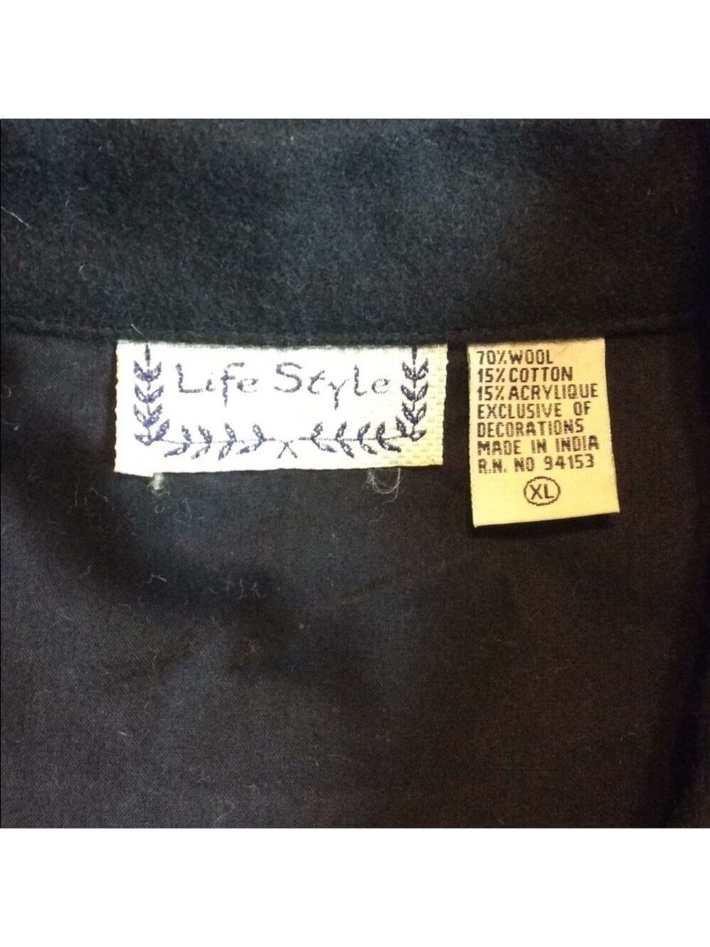 Vintage Life Style Black wool blend vest with reindeer for Christmas Size XL - Picture 8 of 9
